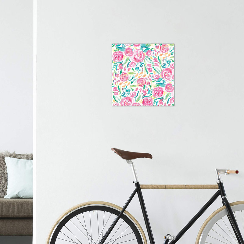 «Spring Roses Pastel» par Ninola Design - reproduction d'art, H 18 po x l 18 po x 1,5 po, Toile tendue, Pas de tapis