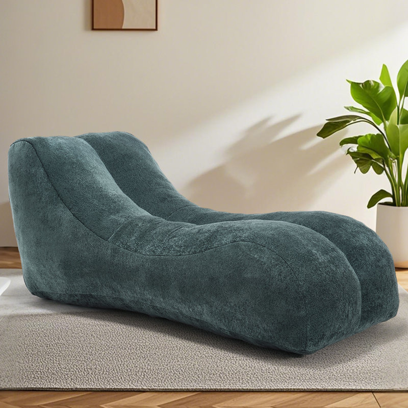 Couch And Lounger Bean Bag Sofa Chair With Premium Sponge For Bedroom,Living Room And Balcony, Blue Fabric;Cotton Blend