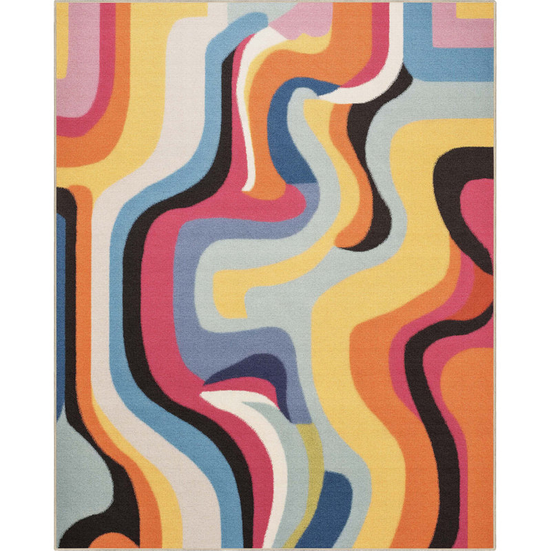 Tapis abstrait moderne Kehr, Rectangle 7 pi 10 po x 9 pi 10 po