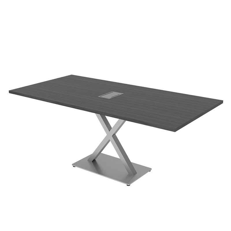 Table de conférence rectangulaire avec base en X en métal | Unité électrique, Nuit asiatique, Argent argent