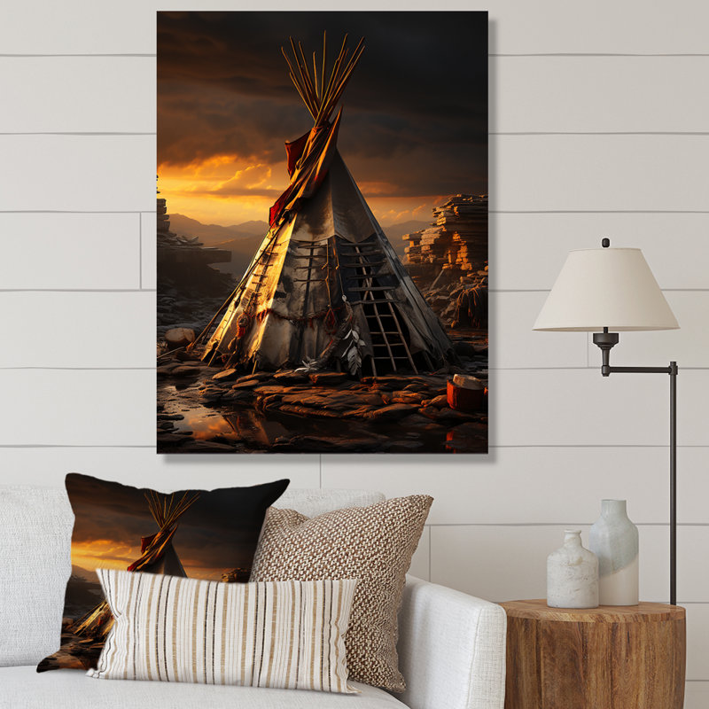 «Native Tipi Soulful Sanctuary», reproduction sur toile, H 40 po x l 30 po x P 1,5 po, Cadre photo noir