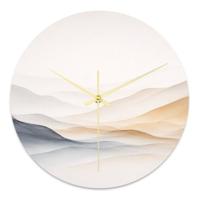 Horloge murale abstraite paysage abstrait avec vagues douces et tons de terre