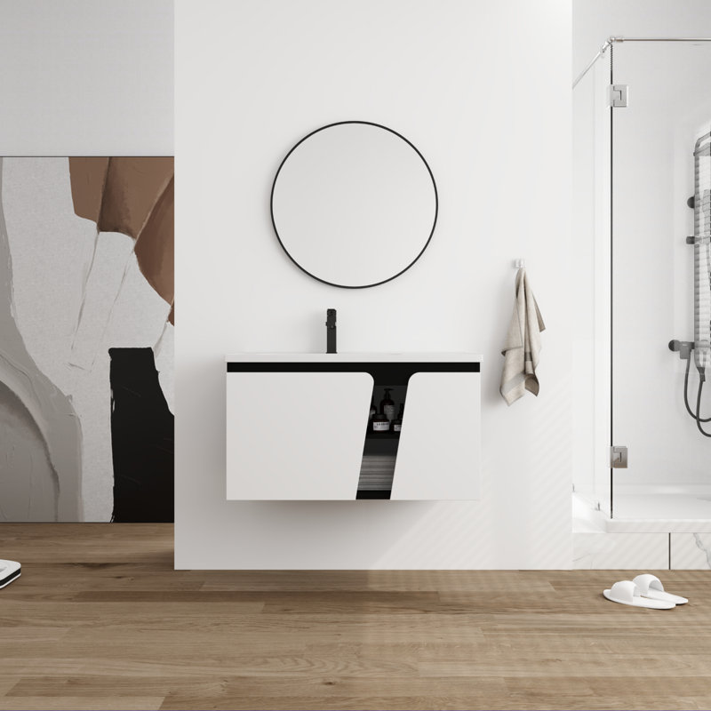 Meuble-lavabo simple 35,94 po avec plateau en céramique Kekai