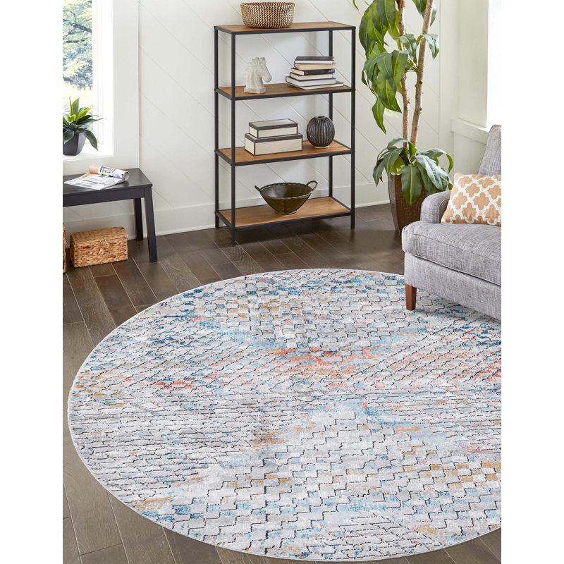 Checkered Indoor Rug, Round 3'3"