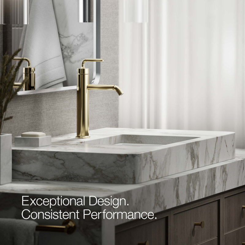 Purist® Vessel Sink Bathroom Faucet with Drain Assembly, Vibrant French Gold