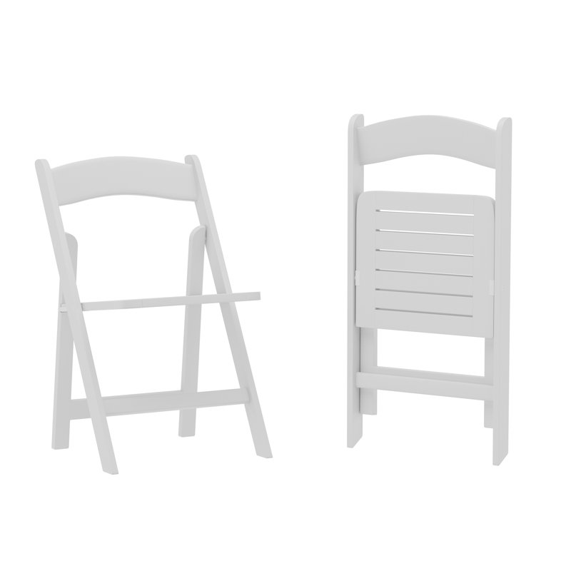 Chaise pliante portative en bois massif de qualité commerciale, Blanc