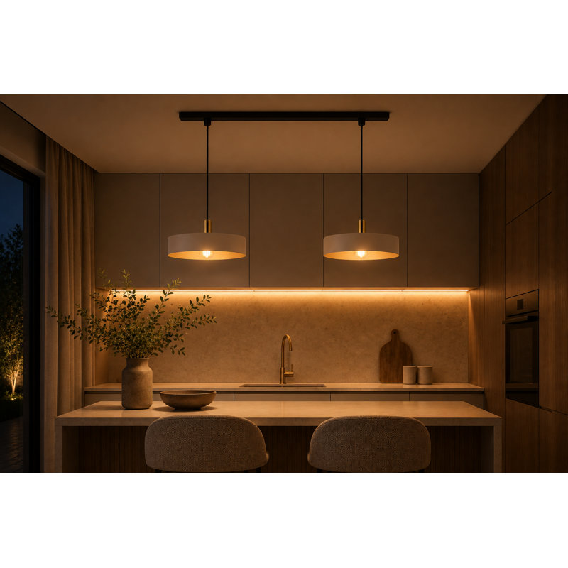 Bhavi 2 - Light Drum Pendant, Beige/Brown, Latte Gold