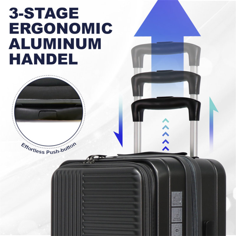 Luggage,With Front Opening,TSA Approved Lock,Hardshell Suitcase, Black