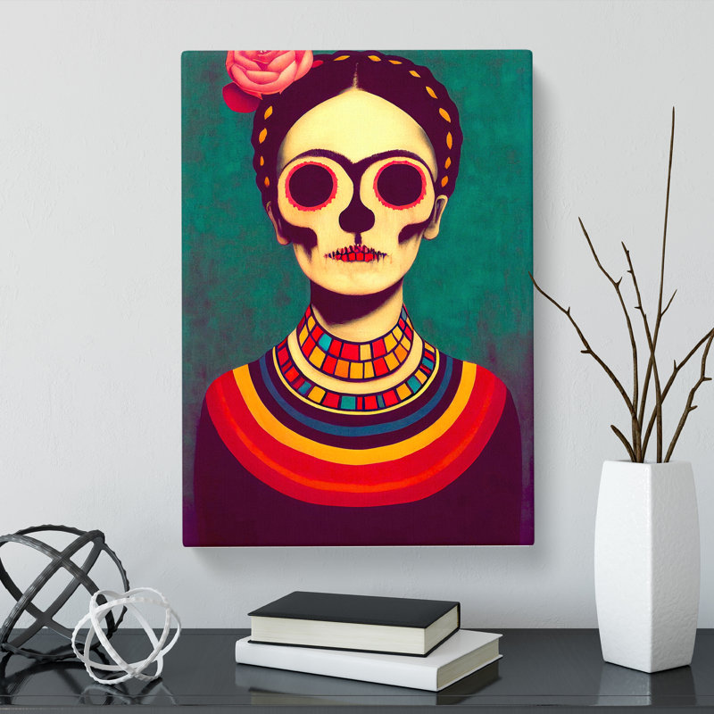 Frida Kahlo Sugar Skull - Wrapped Canvas, 50cm H x 35cm W x 3cm D