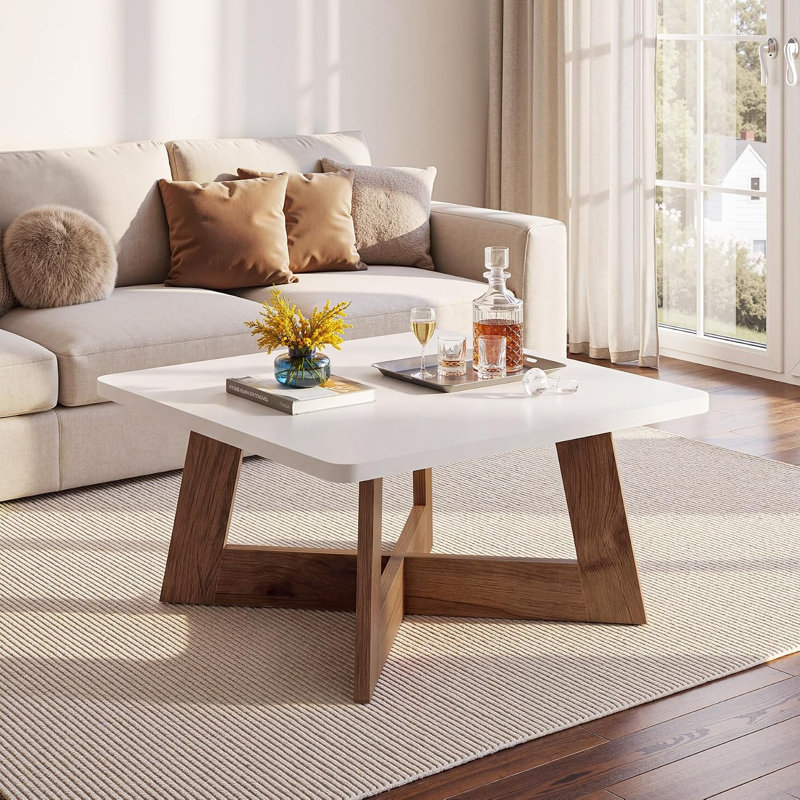 31.5" Square Coffee Table with Cross Leg