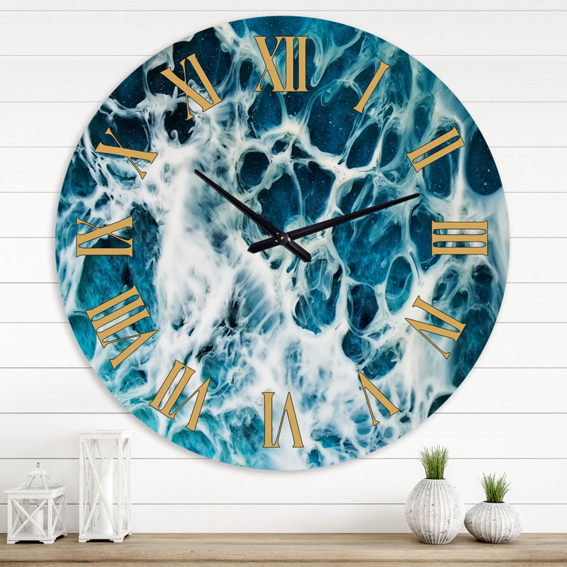 Waves Epoxy ResIn Art IV - Horloge murale moderne, Grand