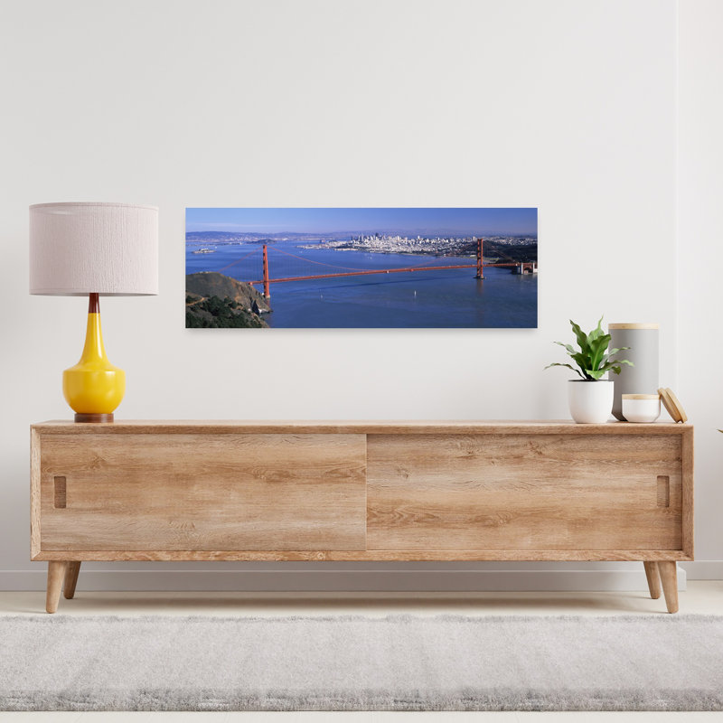 High Angle View Of A Suspension Bridge Golden Gate Bridge San Francisco California USA by Dan Merkel - Wrapped Canvas Panoramic Print