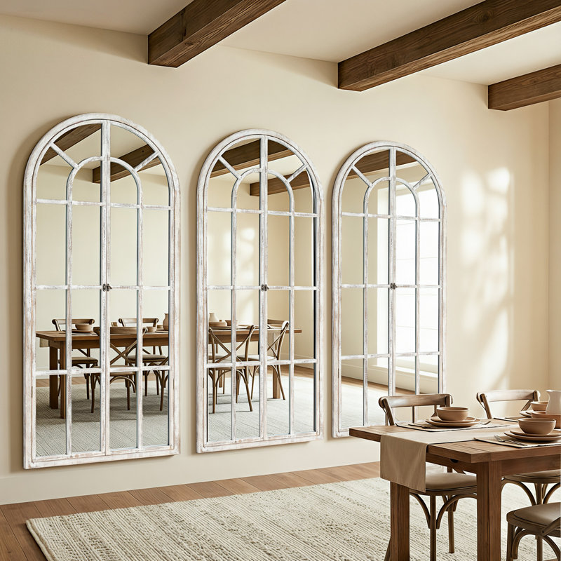 Miroir décoratif de 71 po H x 31 po, 71 po x 31 po, Blanc patiné