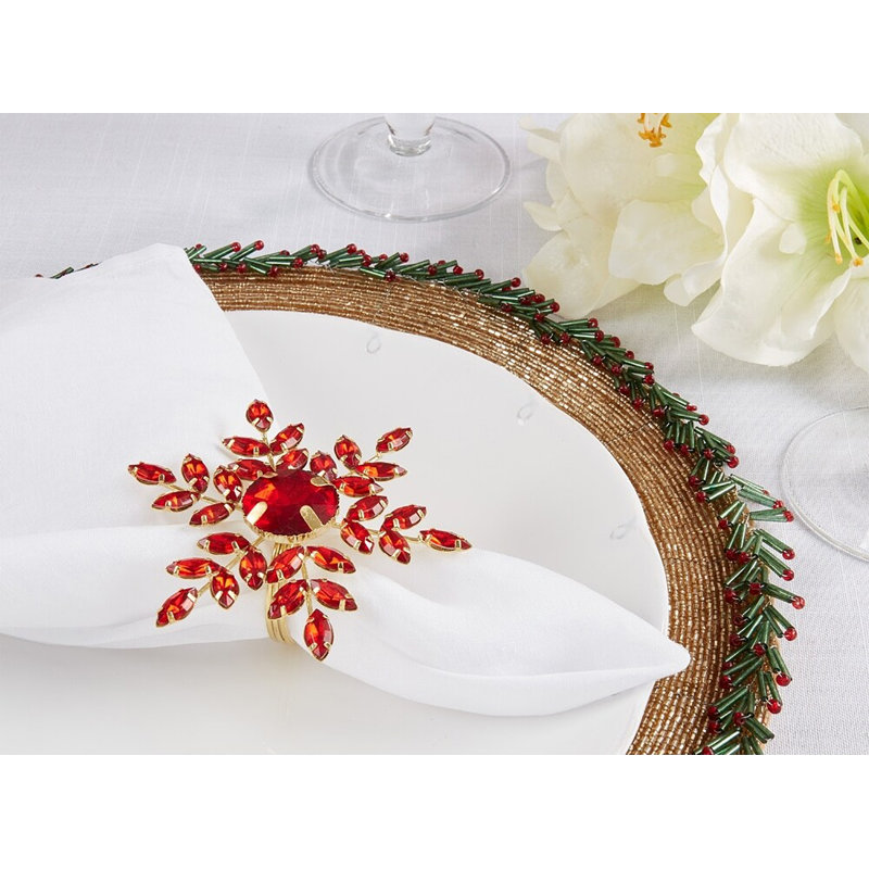 Perles de verre, porte-serviette en fer, Rouge