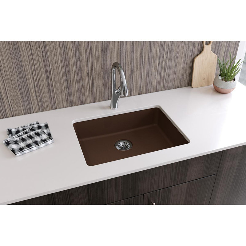 Évier de cuisine avec drain parfait 25 po x 18 1/2 po x 5 1/2 po Quartz Classic, Moka