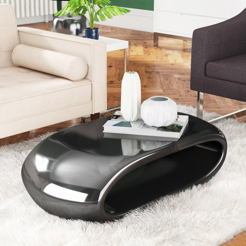 Abstract Coffee Table with Storage, Black