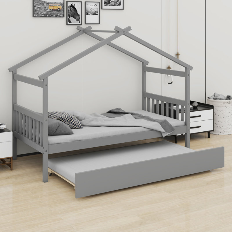 Lit House avec lit gigogne, Gris