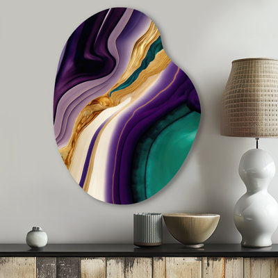 Ealing - Abstract Irregular Shape Metal Wall Art, Purple Asymmetrical Metal Art Print