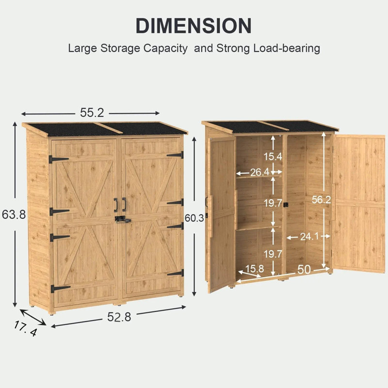 4 ft. 7 in. W x 1 ft. 5 in. D Solid Wood Vertical Tool Shed