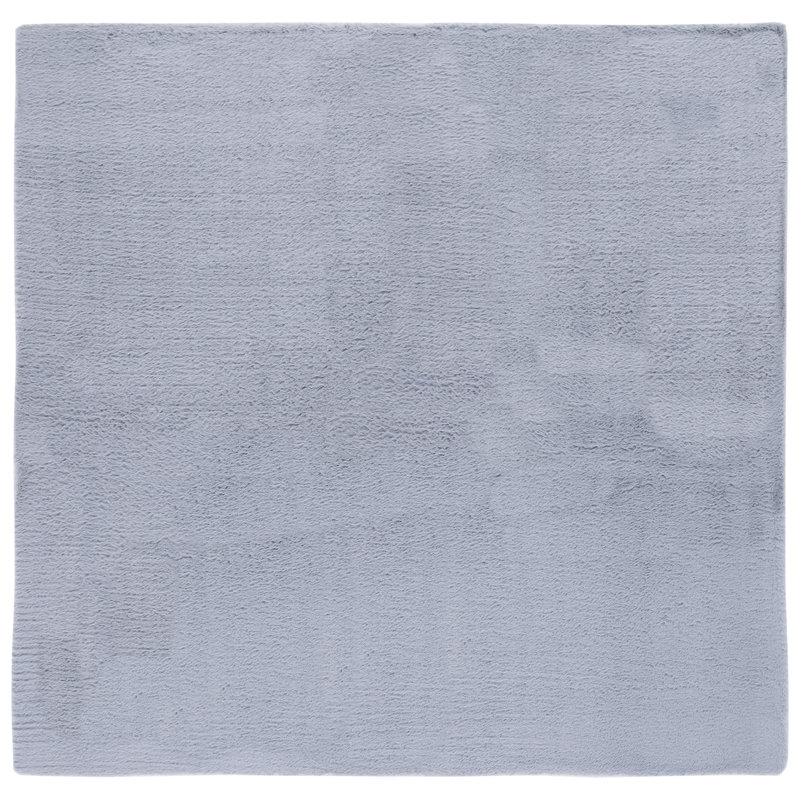 Chinda Faux Rabbit Fur Performance Machine Washable Solid Color Rug, Square 4'