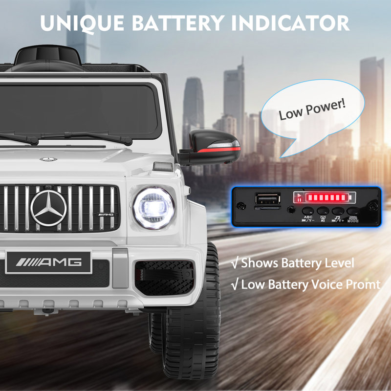 12V White Mercedes-Benz G63 Kids Ride-On SUV with Remote