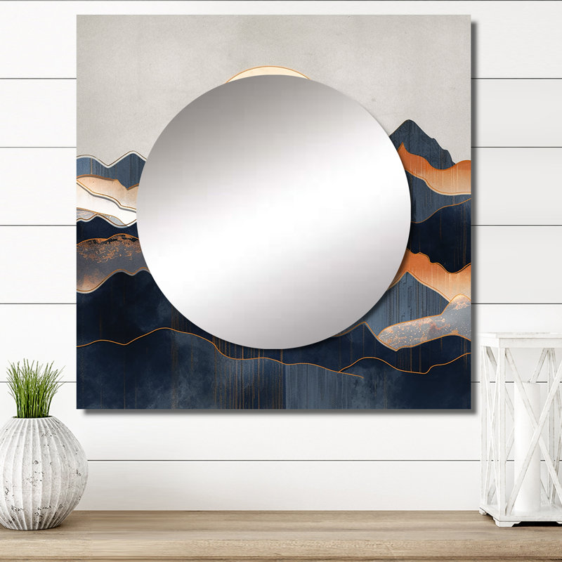 Axxton - Daring Moutain Horizons II Abstract Landscape Square Mirror Wall Decor For Bedroom, 29" x 29"
