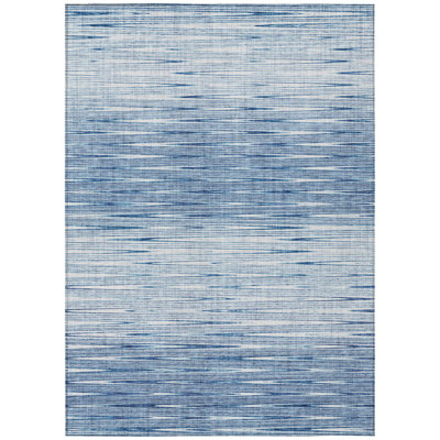 HomeRoots 8' X 10' Navy Blue And Sky Blue Abstract Washable Indoor Outdoor Area Rug