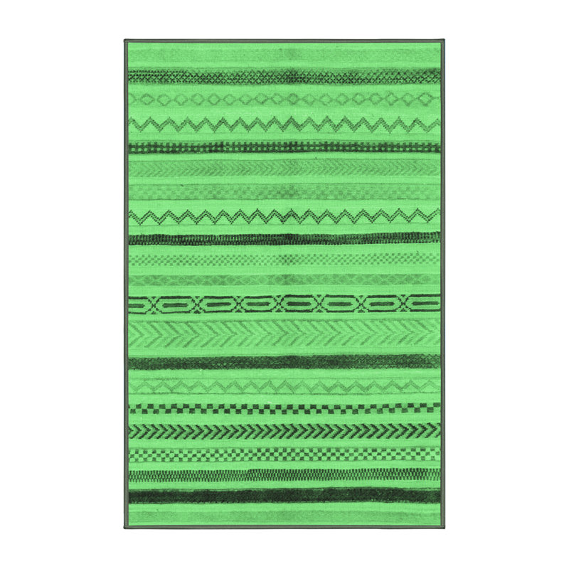 Tapis lavables à la machine à motif abstrait vert émeraude 2300, Tapis de couloir 2 pi x 5 pi