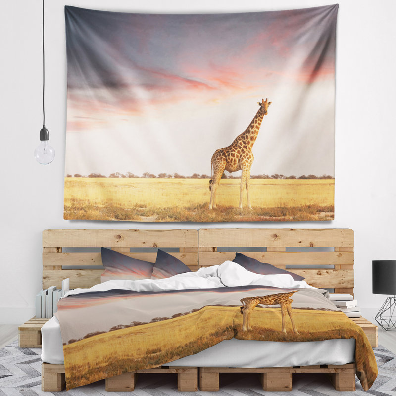 Girafe africaine avec tapisserie Savannah, H 50 po x l 60 po