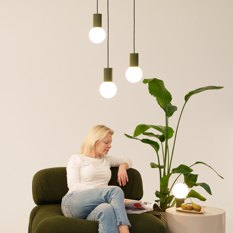 Bernis 3 - Light Brushed Nickel Pendant, Green