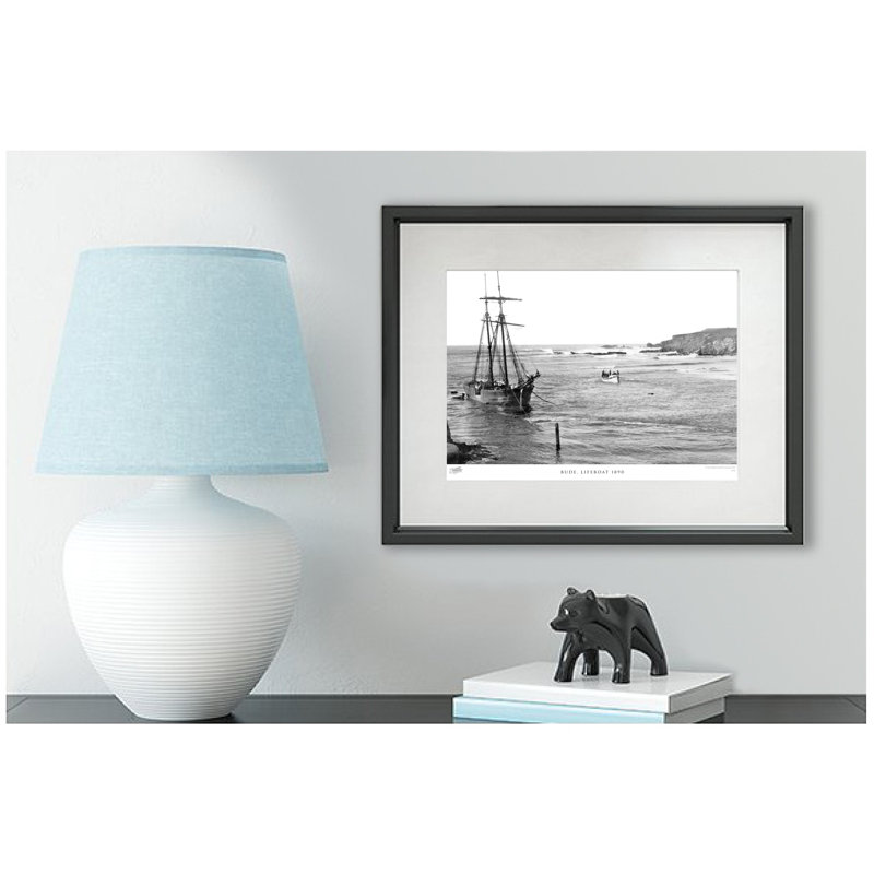 Bude, Lifeboat 1890 - Single Picture Frame Print on Wood, 45cm H x 60cm W x 2.3cm D