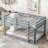 Twin Over Twin Rubber Wood Floor Bunk Bed with Ladder-1943107926