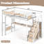 Lit mezzanine industriel double XL avec bureau, prise électrique, éclairage DEL, escalier de rangement, armoire, paniers en maille et panneau perforé.-115968128-115968131
