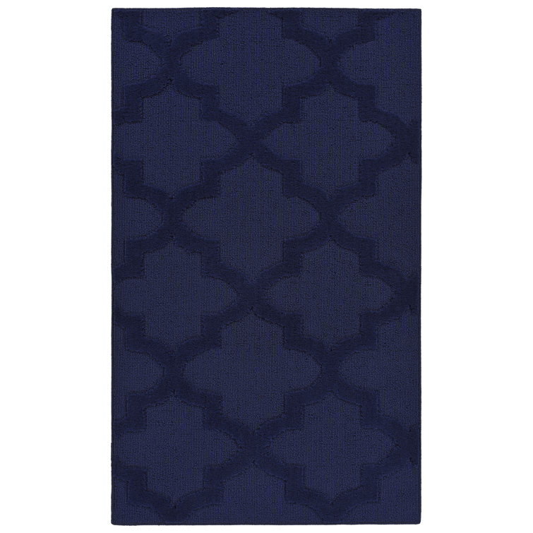 Navy Nasturtium Cut-loop Trellis Area Rug by