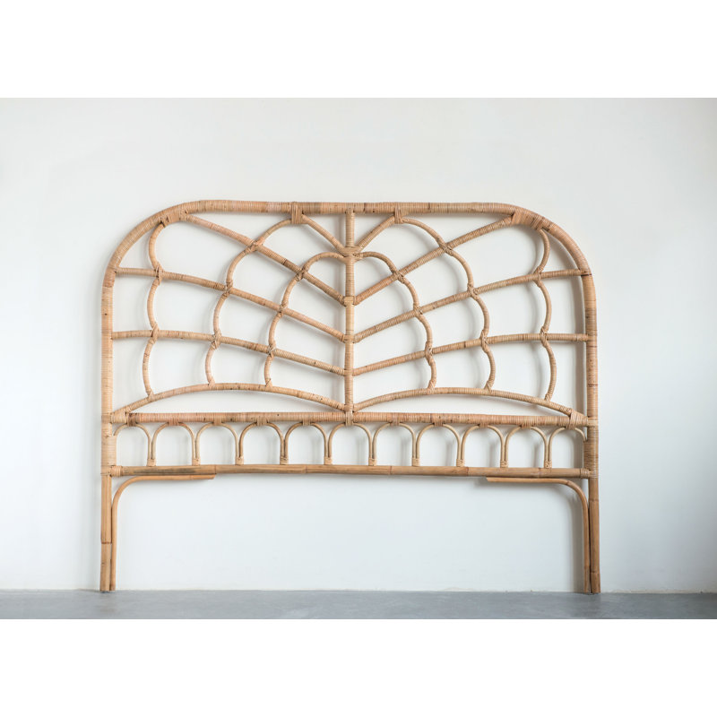 King Size Rattan's Arched Headboard, King, Beige