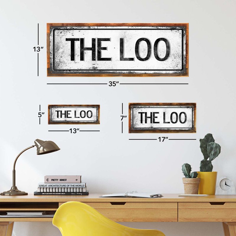 Framed Retro The Loo Sign, 5.3'' H x 13'' W x 0.75'' D
