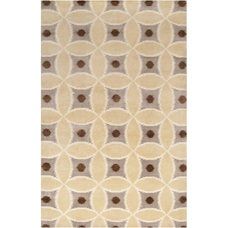 Mugal Wool Geometric Area Rug in Beige/Brown, Rectangle 2' x 3'