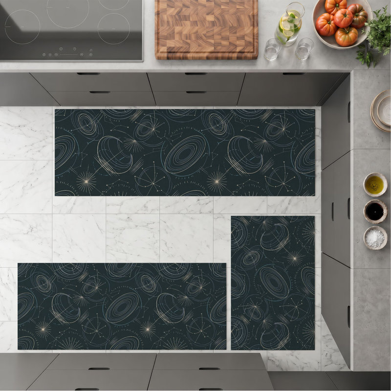 Tapis de cuisine lavables antidérapants Celestial Swirls