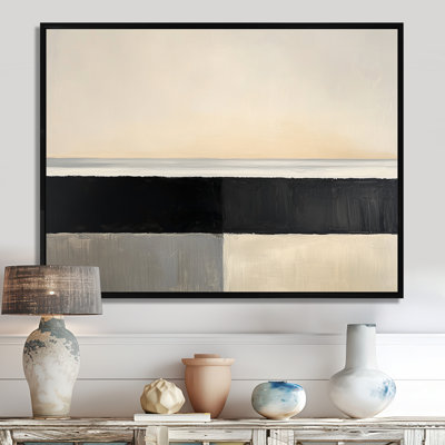 Quiet Shoreline Horizon - Cream Abstract Landscape Framed Wall Decor