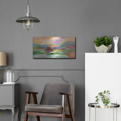  «Sunset Lake Hues» par Silvia Vassileva, art mural en métal