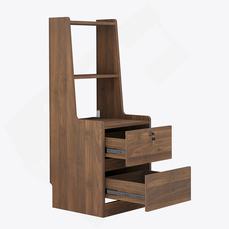 Ensemble de 2 tables de chevet, avec station de charge, table de chevet intelligente avec veilleuse, table de chevet moderne avec bibliothèque, tables de chevet avec armoire de rangement pour la chambre à coucher, bois