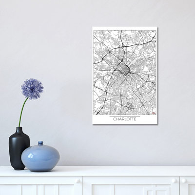 Charlotte Minimal Urban Blueprint Map by Hubert Roguski - Wrapped Canvas Gallery-Wrapped Canvas Giclée