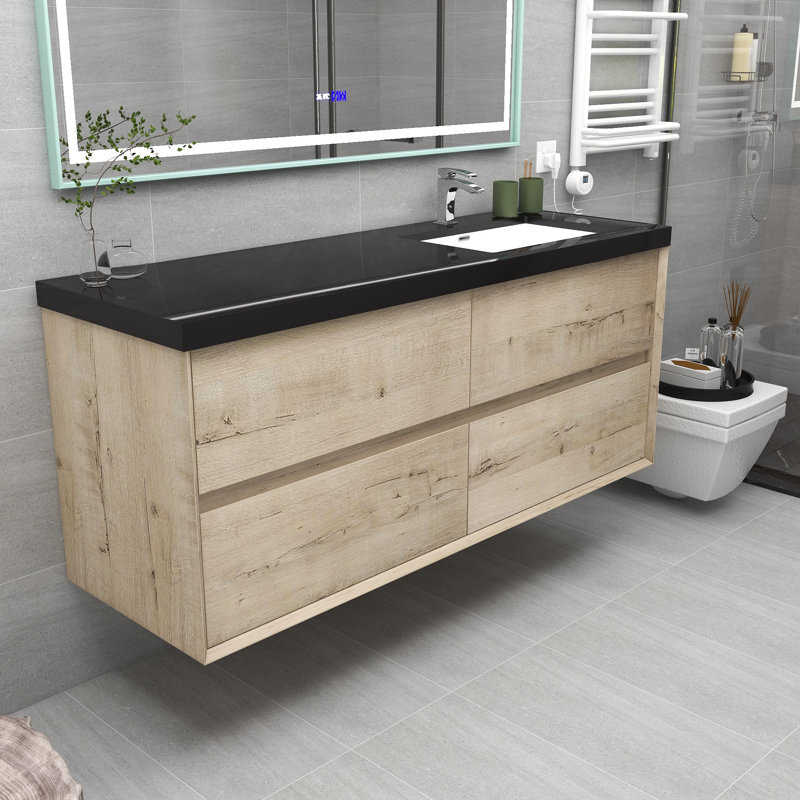 Ensemble de meuble-lavabo simple 60 po Smajo, Chêne clair