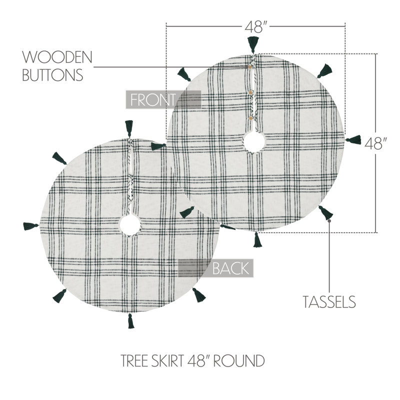 Pine Grove Plaid 48" Green and White Cotton Tree Skirt