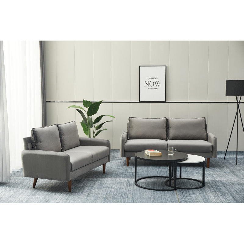 Cococon 70'' Upholstered Loveseat Sofa, Gray Velvet