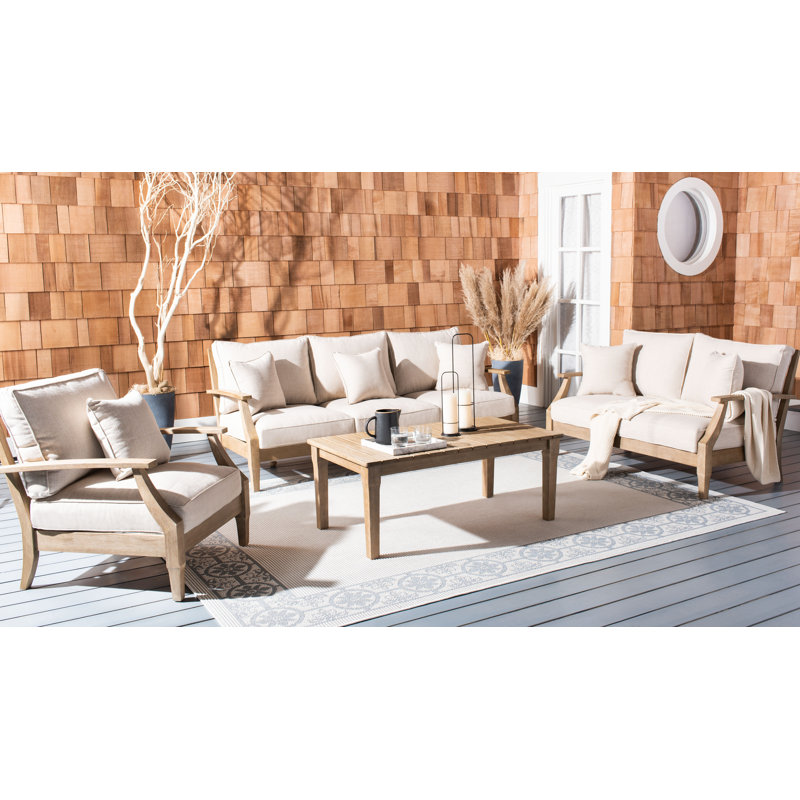Ensemble de conversation avec canapé et coussins 4 pièces Samya, Beige