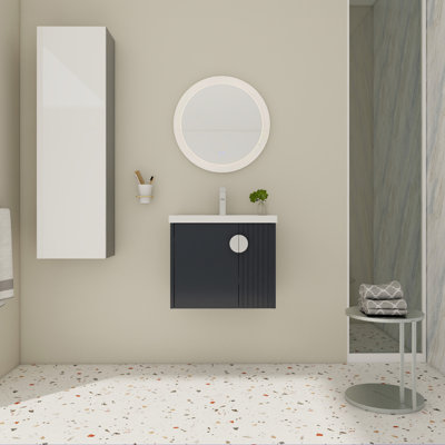 Meuble-lavabo 24 po avec lavabo, pour petite salle de bain, meuble-lavabo avec porte à fermeture en douceur
