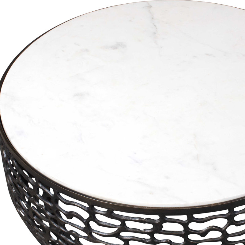  Table basse d'extérieur en marbre blanc Sabena