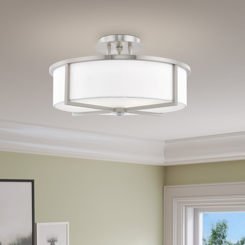 Charlieann Fabric Semi Flush Mount, Brushed Nickel