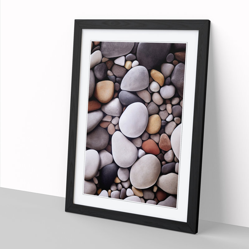 Pebbles Vol.4 - Single Picture Frame Print, 64cm H x 46cm W x 2cm D, Black